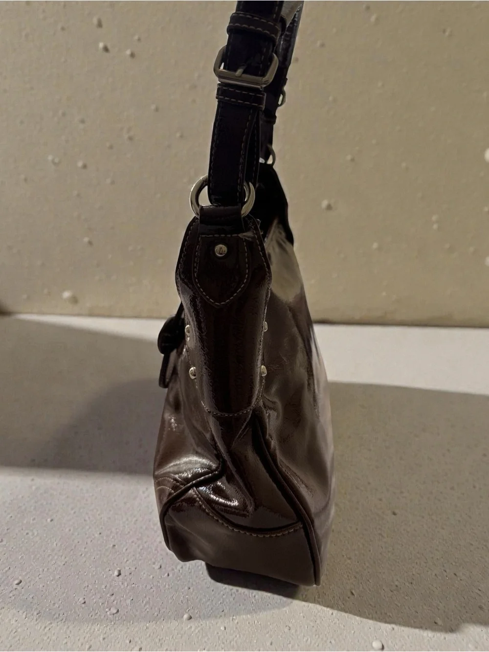 Alfred Dunner Brown Patent Hobo Shoulder Bag